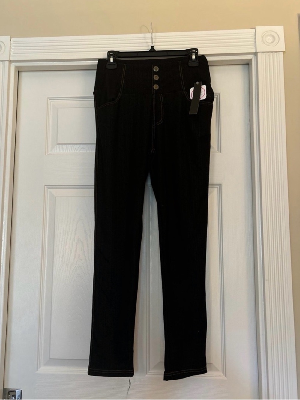 High-Rise Black Women’s Jeans with Button Front